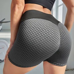 Honeycomb Print Sports Shorts for Women