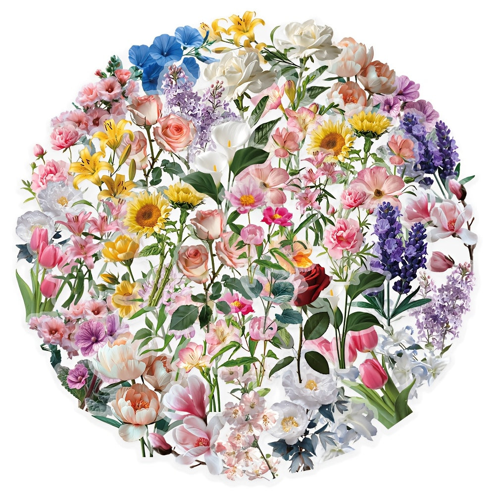 Elegant Blooming Flower Language Stickers: Perfect for Scrapbooks, Cars, Bic