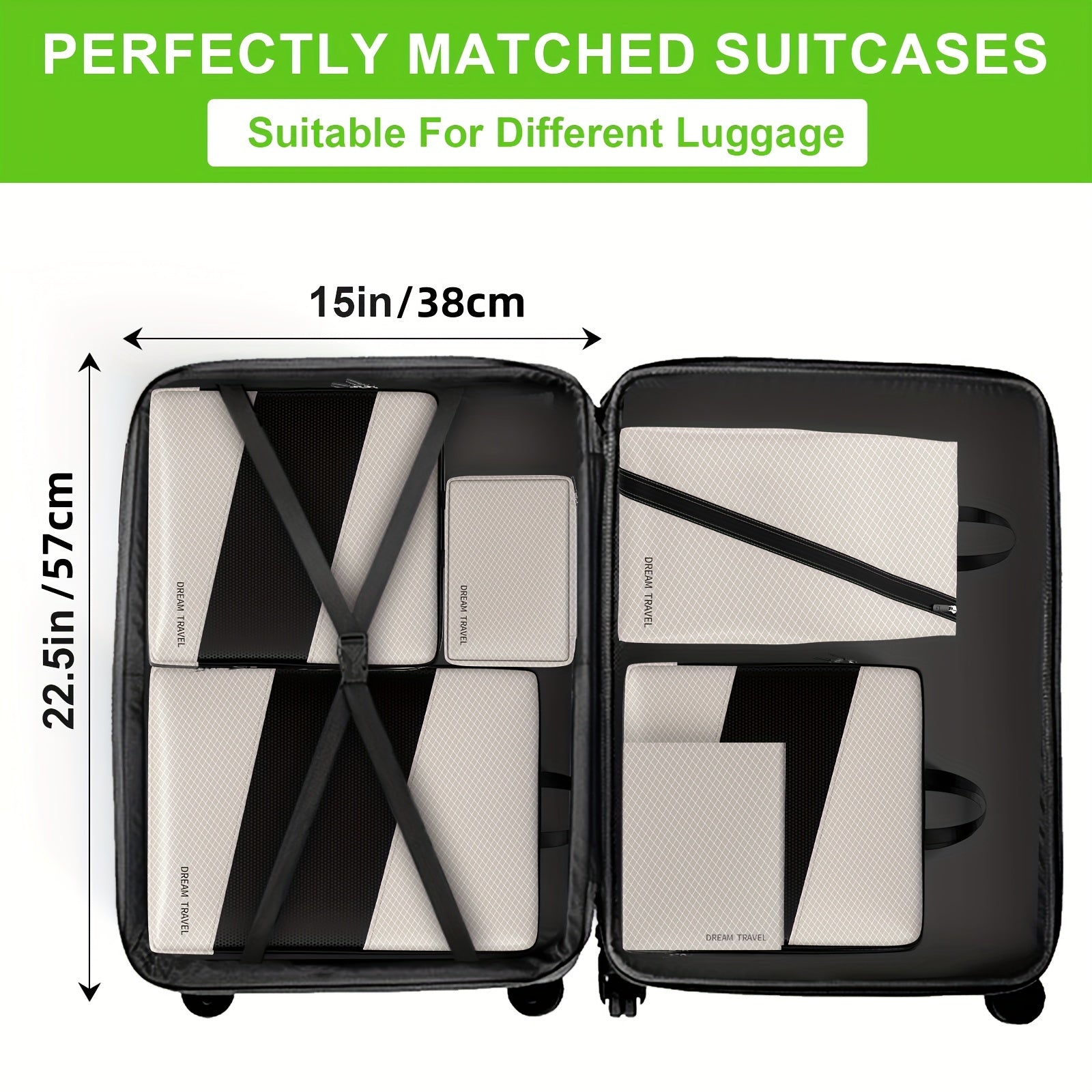 6pcs Compression Luggage Packing Organizer Set Lightweight Storage Bag