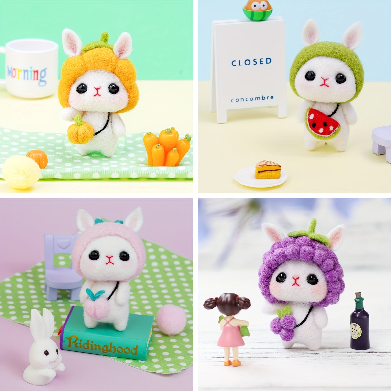 4pcs English Rabbit Doll Wool Felt DIY Material Pack