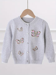 Girls' Sequin Butterfly Cardigan Sweater for Fall Winter