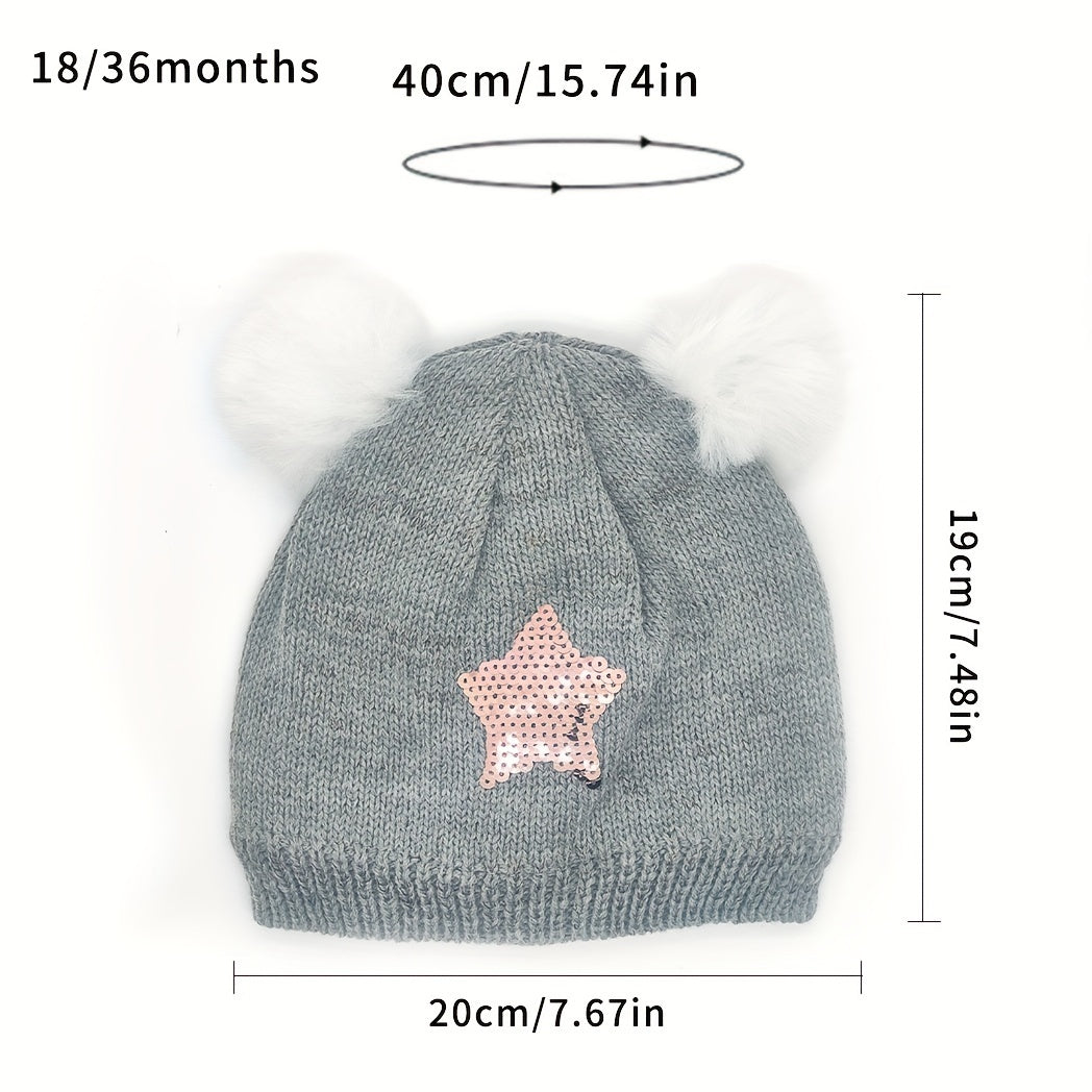 Star Pattern Knitted Baby Hat Warm Beanie