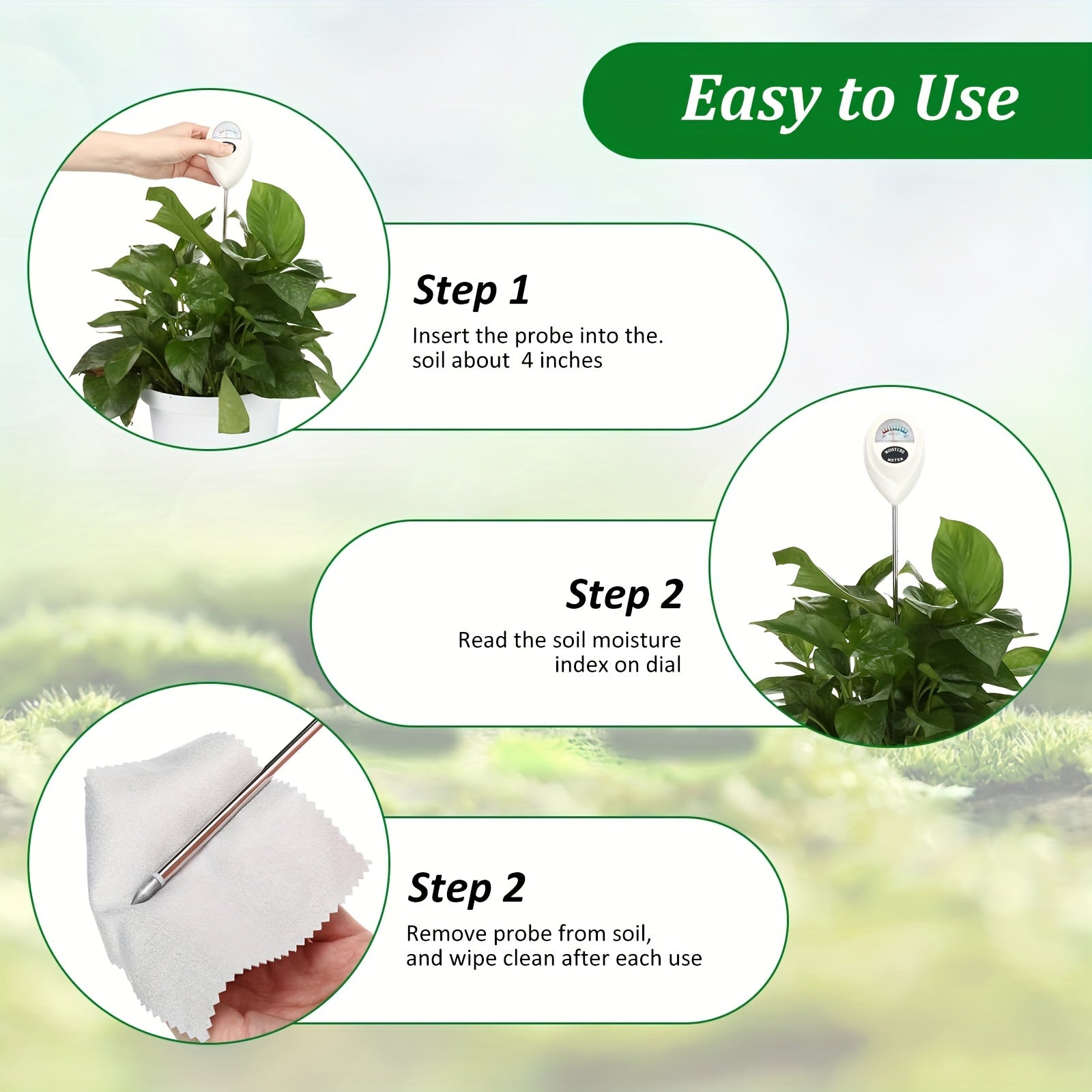 1pc Soil Moisture Meter for Plant Care Monitoring