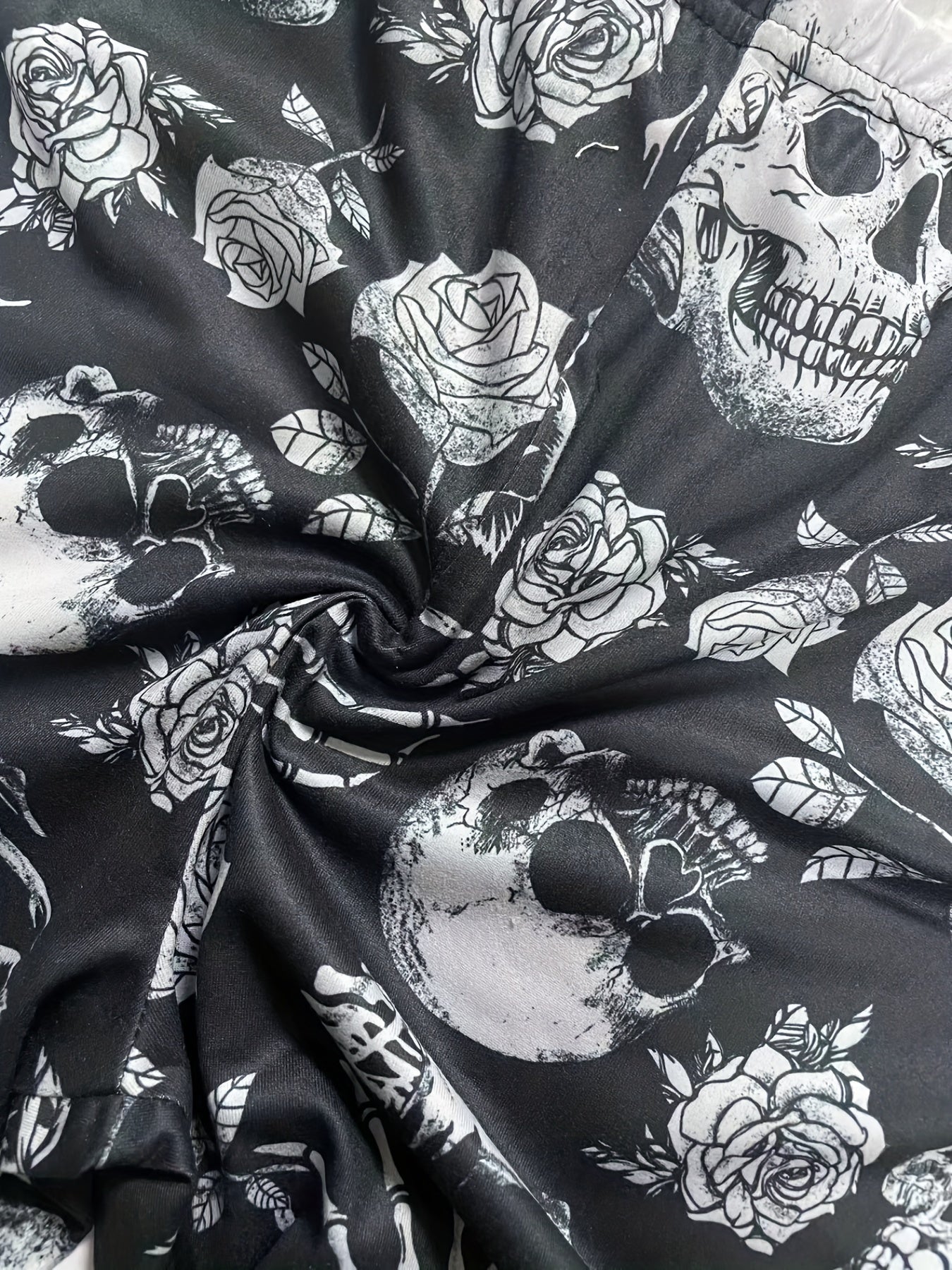 Floral & Skull Print Skinny Leggings Casual Stretchy Leggings