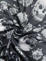 Floral & Skull Print Skinny Leggings Casual Stretchy Leggings