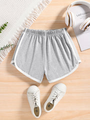 Girls' Basic Shorts Contrast Binding Comfortable And Breathable