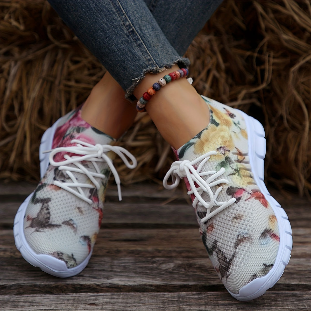 Women's Print Shock-absorbing Running Shoes Comfortable Outdoor Sports Shoes