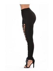 Cross Lace Up Pants Solid Double Breasted Tie Pants Women's Clothing