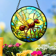 3D Ant Stained Glass Suncatcher Window Wall Decor Gift Nature Plant Mushroom