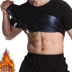 Men's Compression Sweat Sauna T Shirt High Stretch Comfy Tee Top