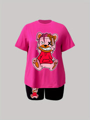 Cartoon Bear Print 2 Piece Set