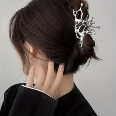Irregular Butterfly Alloy Hair Claw Clip Silvery Non Slip Strong Hold Hair Clip