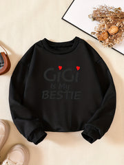 Slogan Print Boys Sweatshirt Long Sleeve Crew Neck Kids Clothing