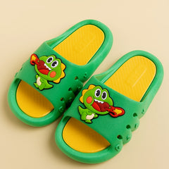 Boys Cartoon Open Toe Slippers, Non Slip Lightweight Indoor Shower Pool Slippers