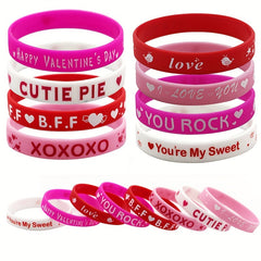 8pcs Pink Silicone Bracelet Holiday Gift for Women Party Rubber Bracelet
