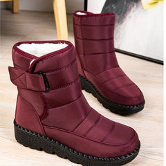 Fur Lined Thermal Slip On Snow Boots Round Toe Solid Winter Boots