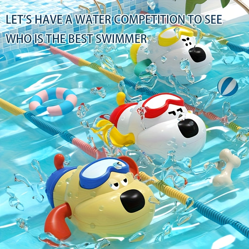 Floating Dog Bath & Swim Toys for Toddlers with Goggles & Flippers