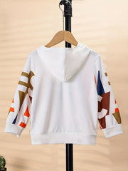 Boy's Cartoon Letters Graphic Print Hoodies
