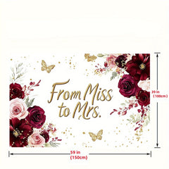 Bride to Be Photography Backdrop Pink & Burgundy Flowers Bridal Shower Parties