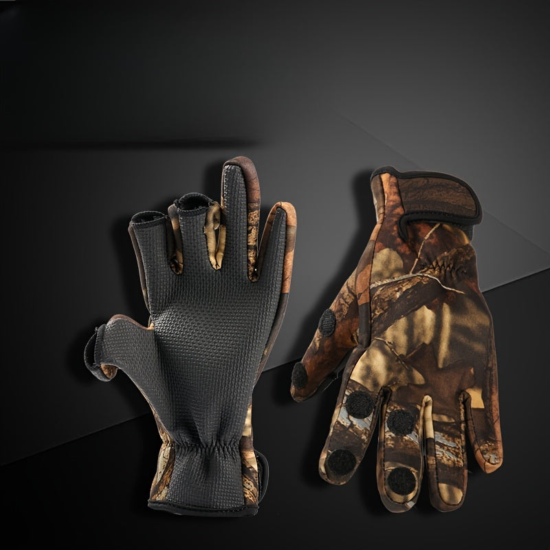 Non slip Fishing Gloves Waterproof Fingerless Gloves