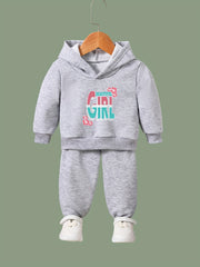 2pcs Girl Print Outfits Girls Hoodies Jogger Pants Set