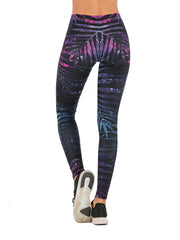 Fluorescent Tree Branch Print Leggings High Waist Slim Leggings
