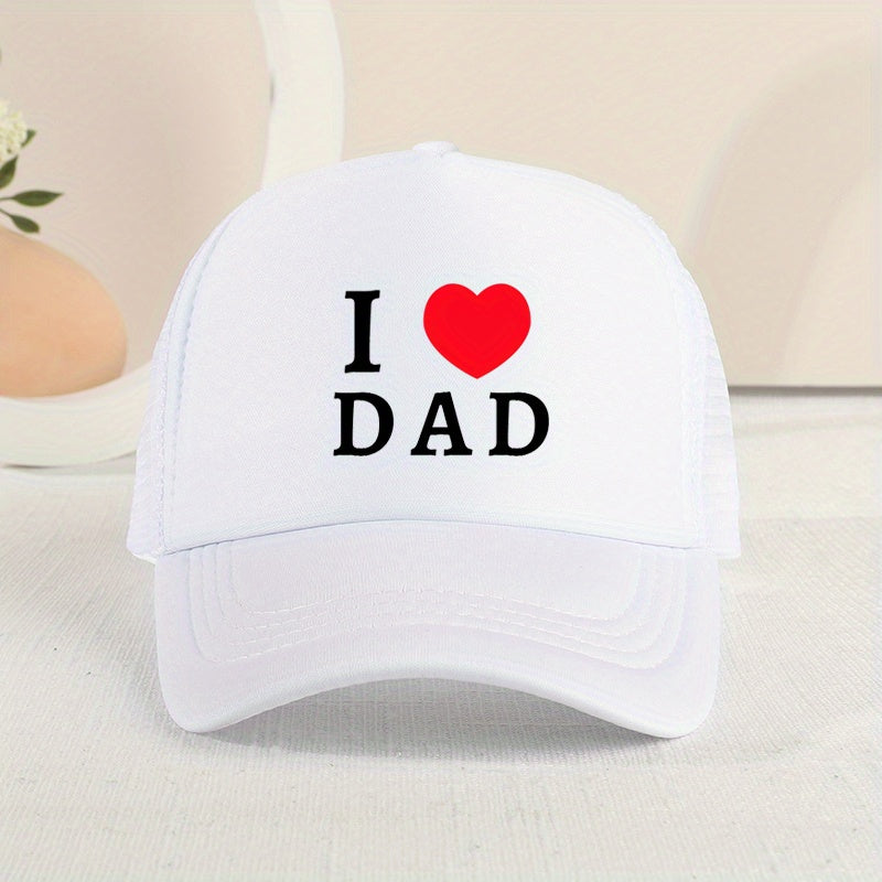 Casual I LOVE DAD Mesh Stitching Cap Sun Protection Comfortable Cap