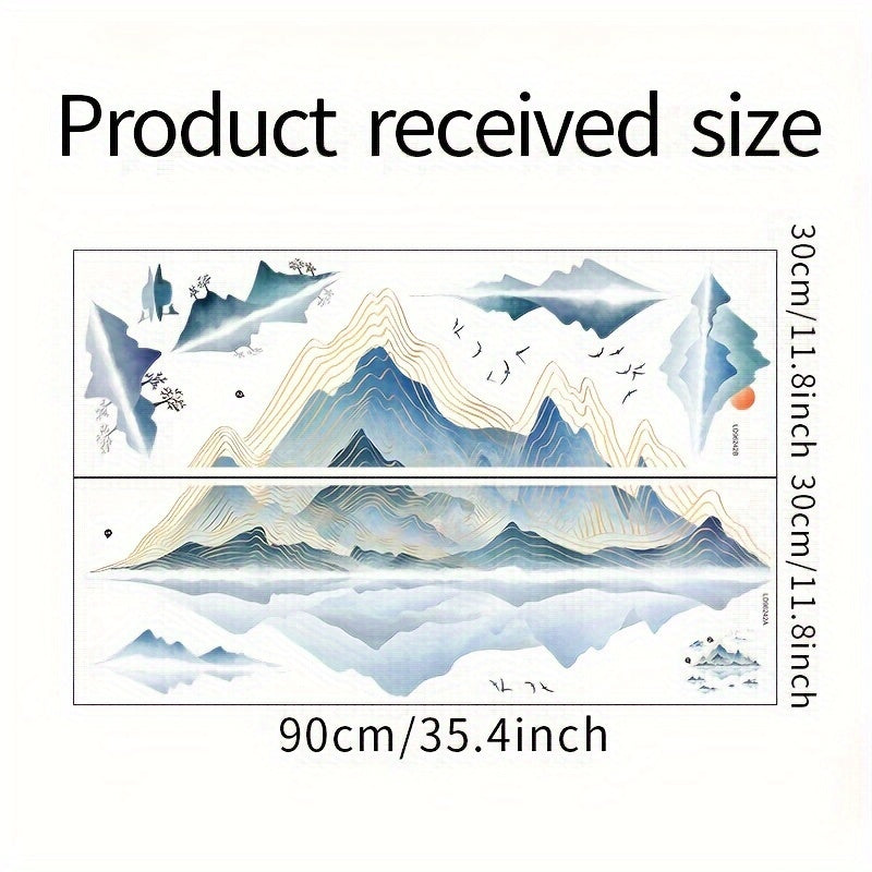 2pcs Confucius Mountain Water Painting Wall Stickers Living Room Decoration