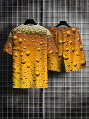 Beer 3D Pattern Men's 2 Piece T-Shirt & Shorts Set for Summer