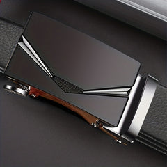 Men's PU Leather Belt with Automatic Buckle Formal Dress Father's Gift