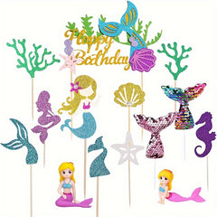 7pcs Mermaid Princess Party Decoration Cake Insert Set