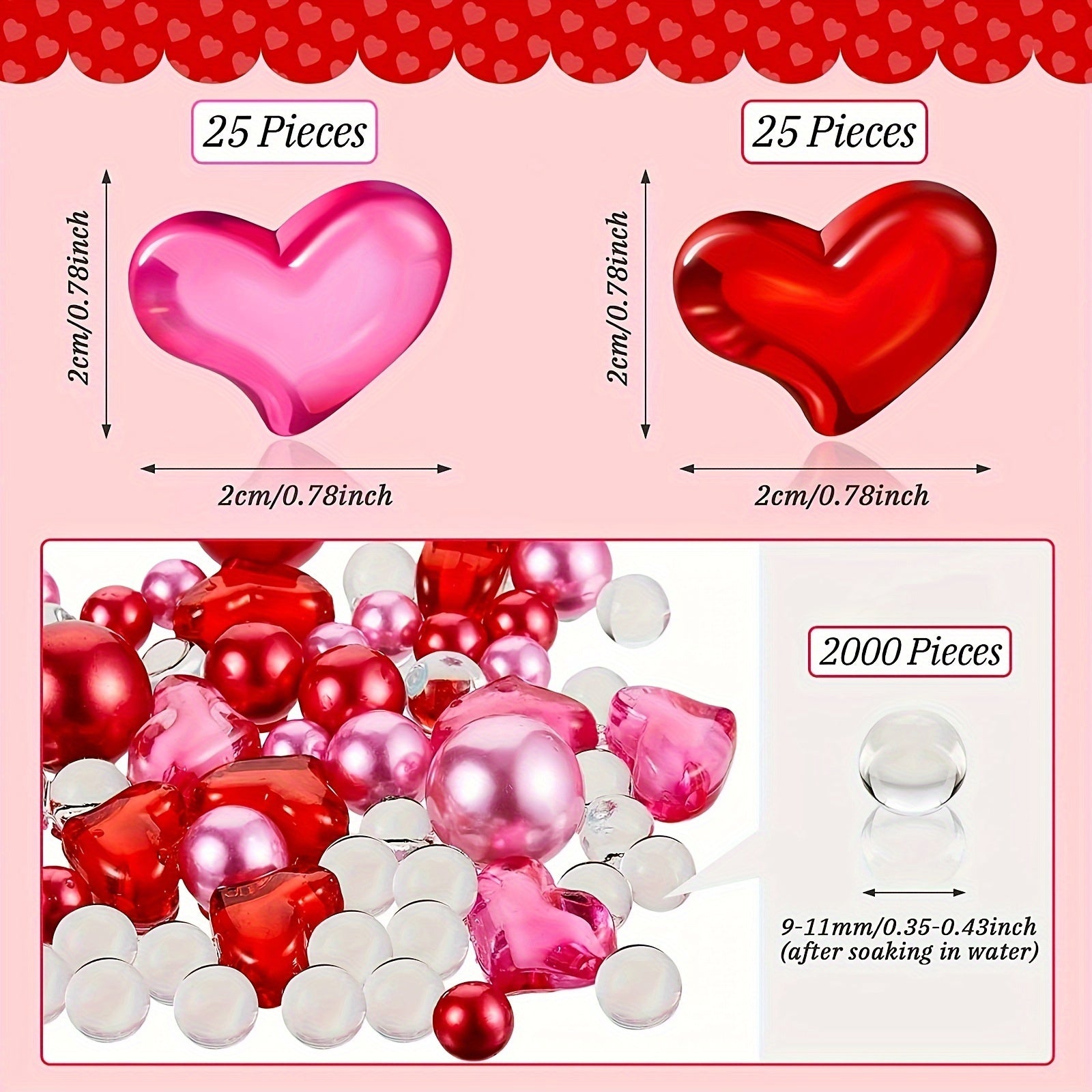 Heart Shaped Pearl Vase Filler for Wedding Birthday Christmas