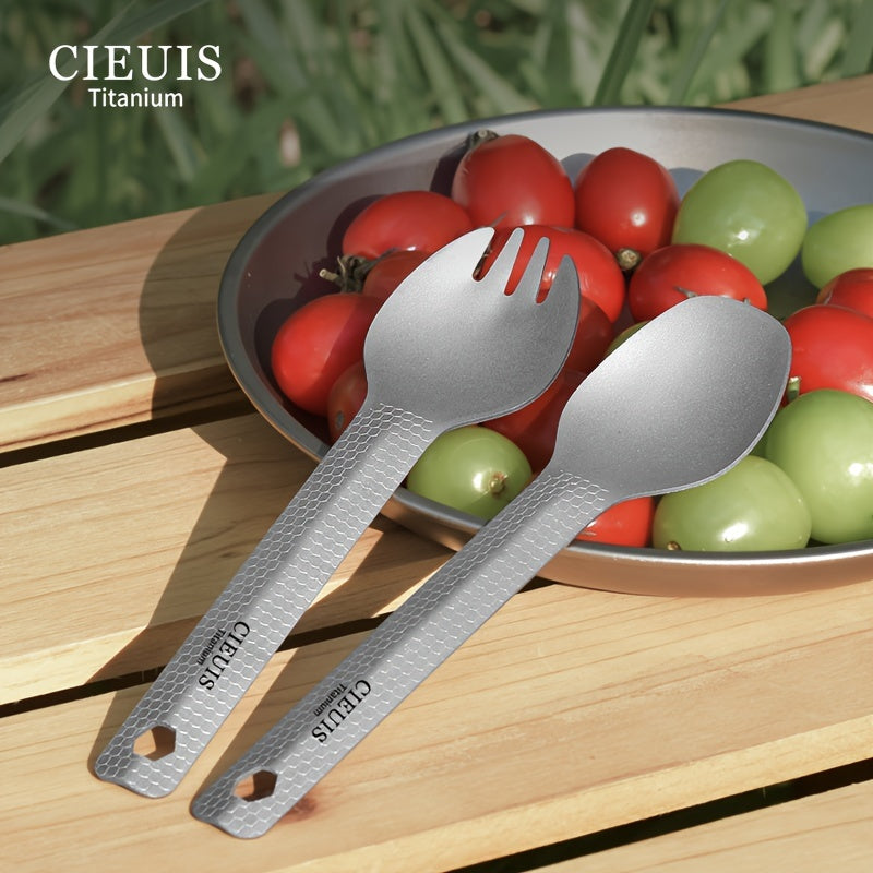Titanium Dinner Fork and Spoon Set for Camping Hiking Picnic