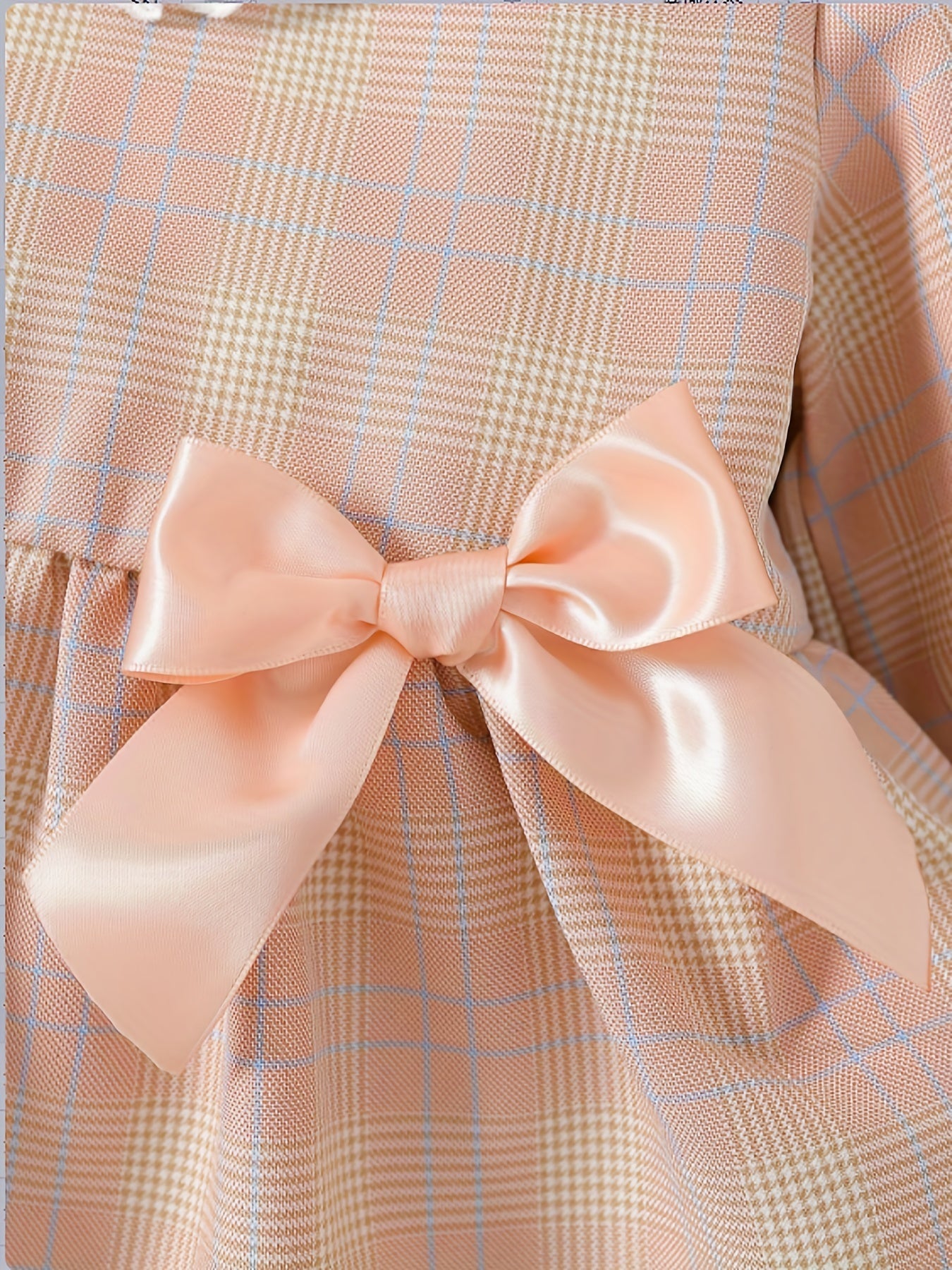 Baby Girls Plaid Lace Bow Long Sleeve Dress