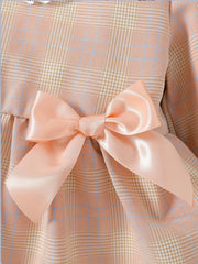 Baby Girls Plaid Lace Bow Long Sleeve Dress