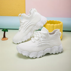 Boys Casual Breathable Woven Shoes Lightweight Non Slip Low Top Running Shoes
