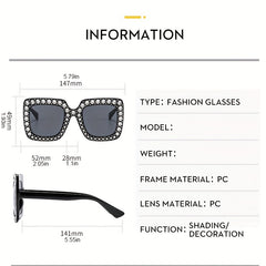 Oversized Square Sunglasses Rhinestone UV400 Sun Shades