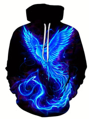 Men's 3D Phoenix Graphic Hoodie Stretchable Breathable Sweatshirt