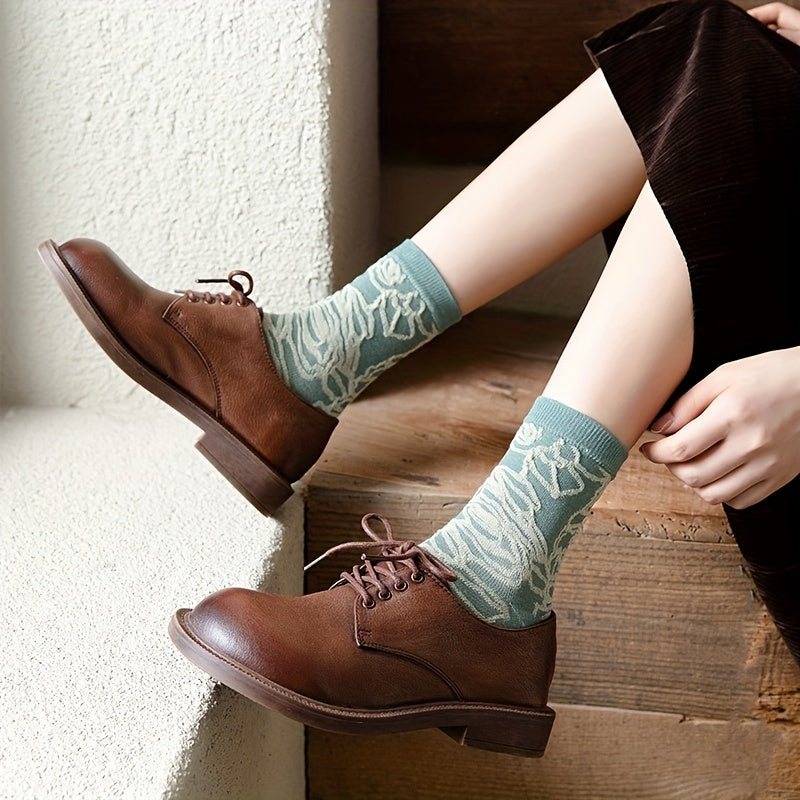 5 Pairs 3D Textured Comfy Mid Tube Women's Socks
