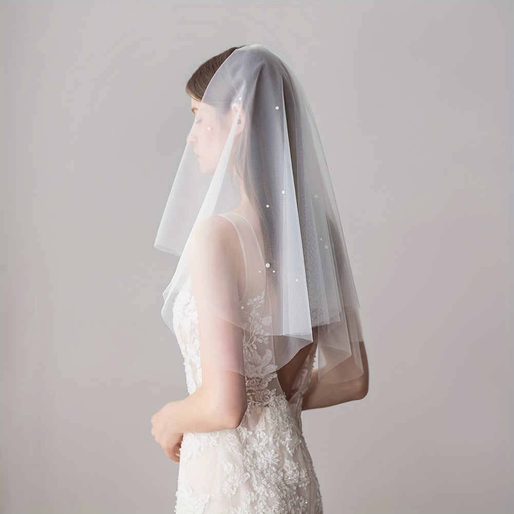 Double Layer Veil With Comb Bridal Veil Wedding Headdress Accessories