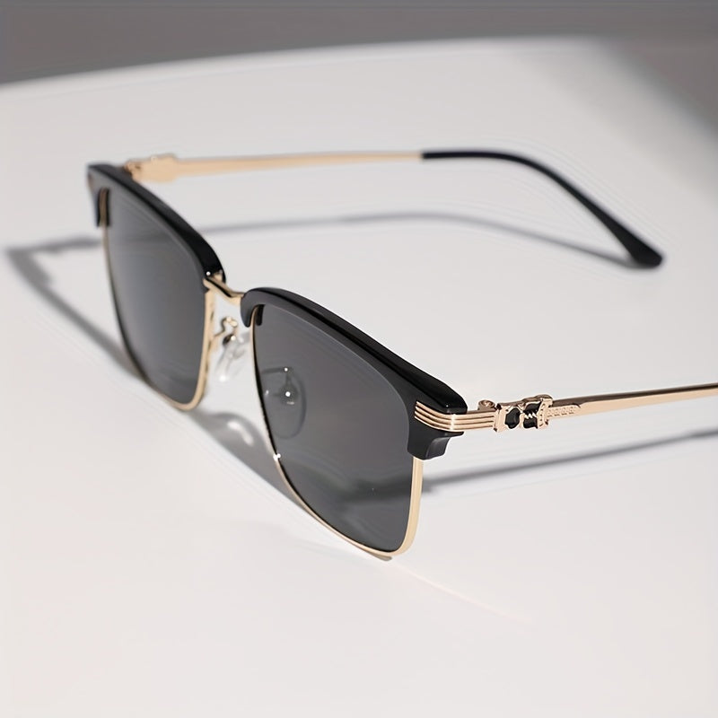 Square Frame Sunglasses Thin Metal Temple Glasses UV400
