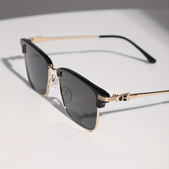 Square Frame Sunglasses Thin Metal Temple Glasses UV400