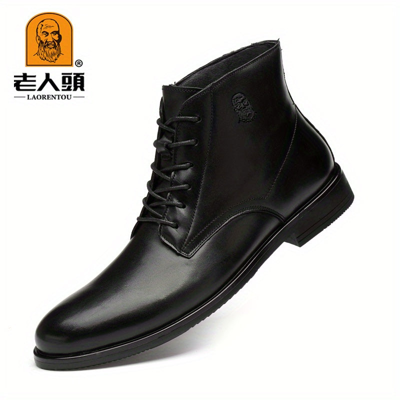 Men's Chelsea Boots Faux Leather Round Toe Lace up Outdoor Casual Slip On Shoes