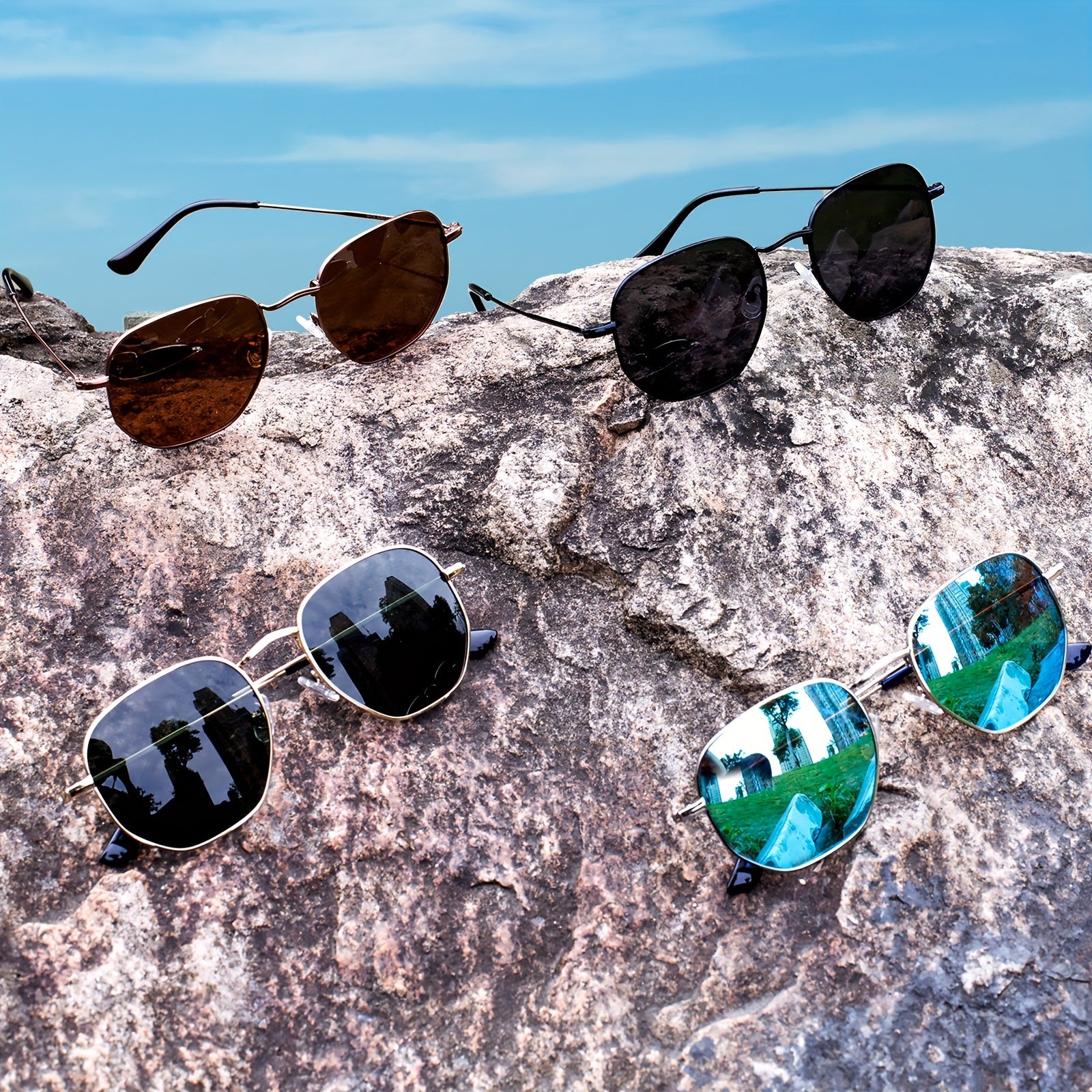 Hexagonal High Wear Resistant UV Sunglasses For Outdoor Activities