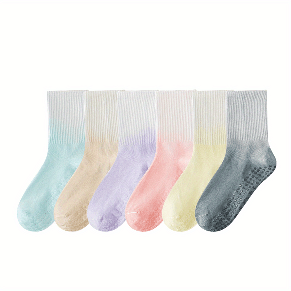 6 Pairs Non Slip Yoga Socks for Women Ombre Sweat Absorbent
