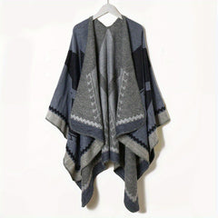 Vintage Jacquard Large Shawl Cashmere Cape Scarf Blanket Poncho