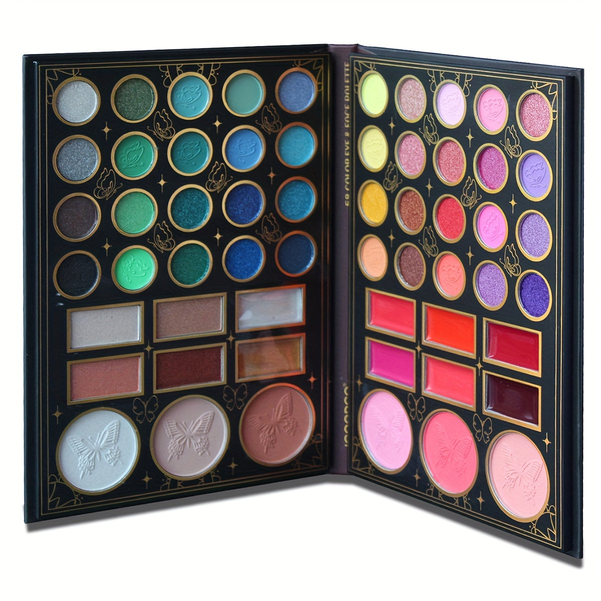 58 Colors Eyeshadow Palette Matte Satin Glitter Finish Makeup Set