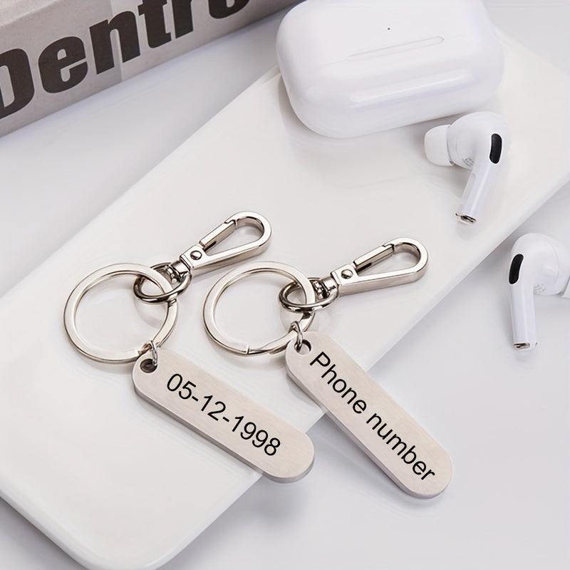 Stainless Steel Car Keychains Personalized Name Phone Number