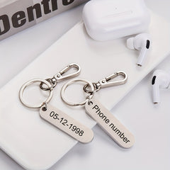 Stainless Steel Car Keychains Personalized Name Phone Number