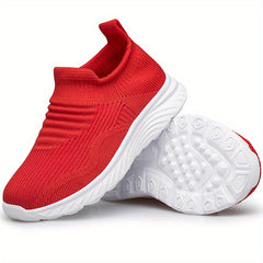 Girls Knit Slip On Casual Shoes Lightweight Comfy Non Slip Walking Shoes Kids